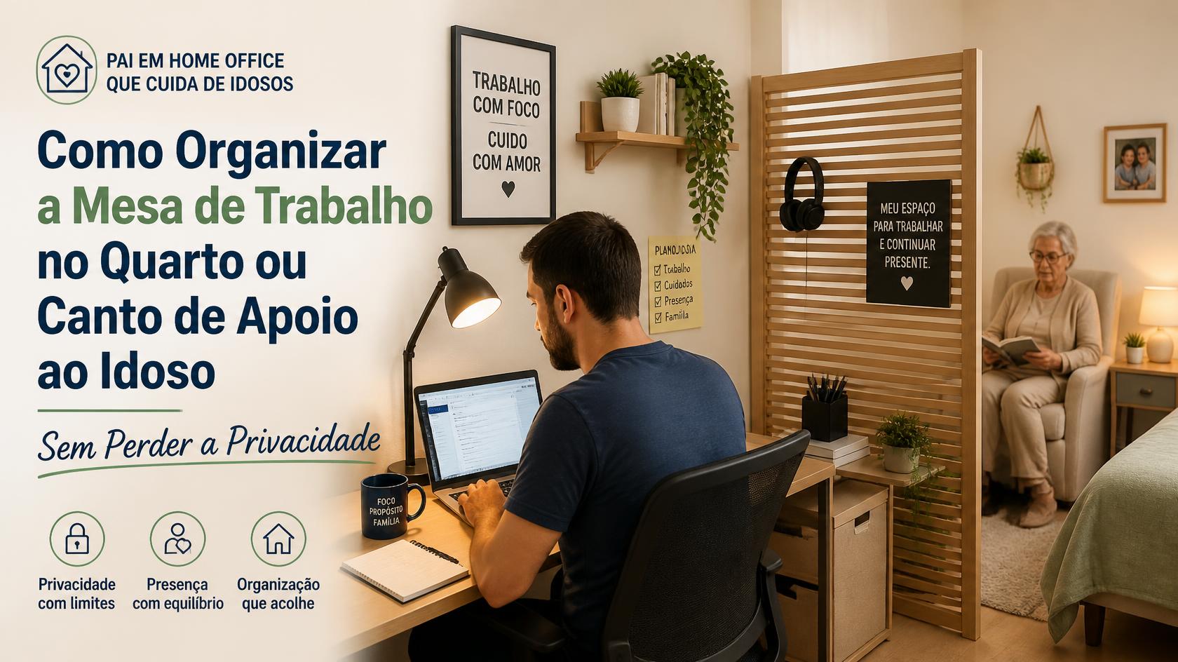 Como Organizar a Mesa de Trabalho no Quarto ou Canto de Apoio ao Idoso Sem Perder a Privacidade