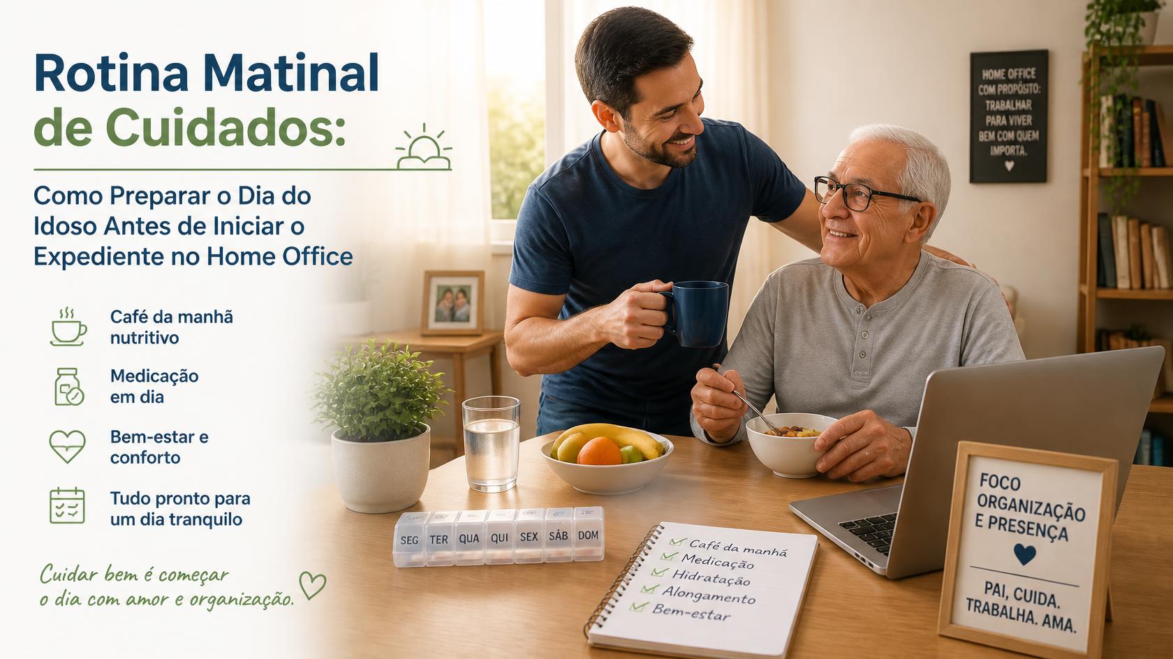 Rotina Matinal de Cuidados: Como Preparar o Dia do Idoso Antes de Iniciar o Expediente no Home Office